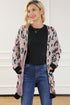 Leopard Contrast Trim Pocketed Open Cardigan